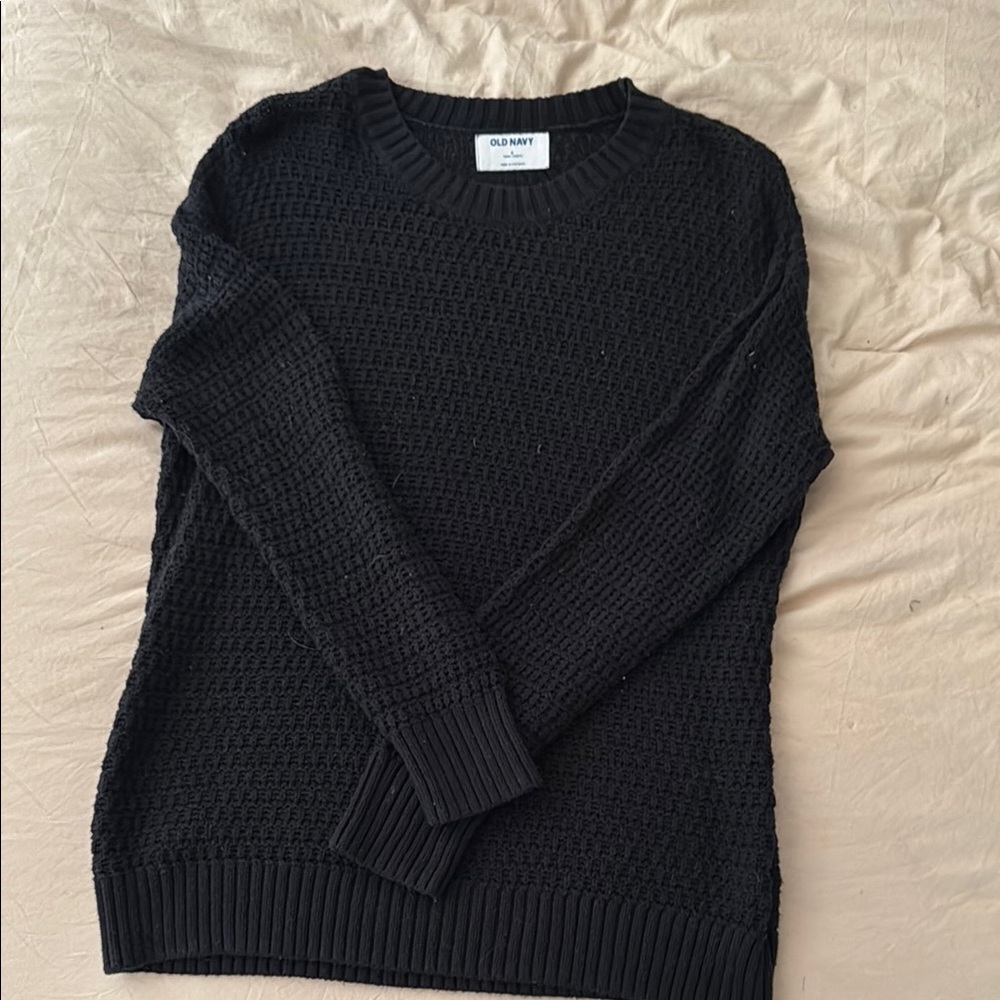 Old Navy Black Tunic Length Textured Sweater